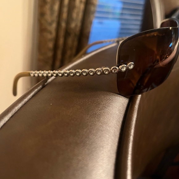 Tiffany & Co. Brown Shield Sunglasses with Crystal Beaded Arms. - Picture 3 of 4